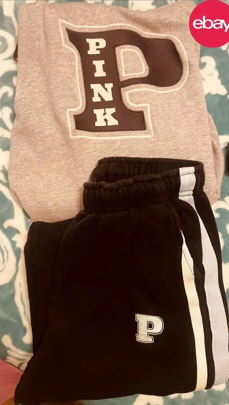 Victoria's Secret PINK Campus Crew Sweatshirt and Matching Jogger Set
